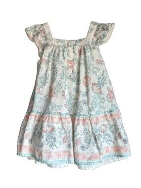 Tommy Bahama Girls Sundress 4T Coastal Seashell Jellyfish Tropical Ruffle Pom